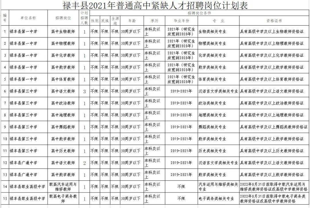 禄丰县教育局最新招聘信息全面解析